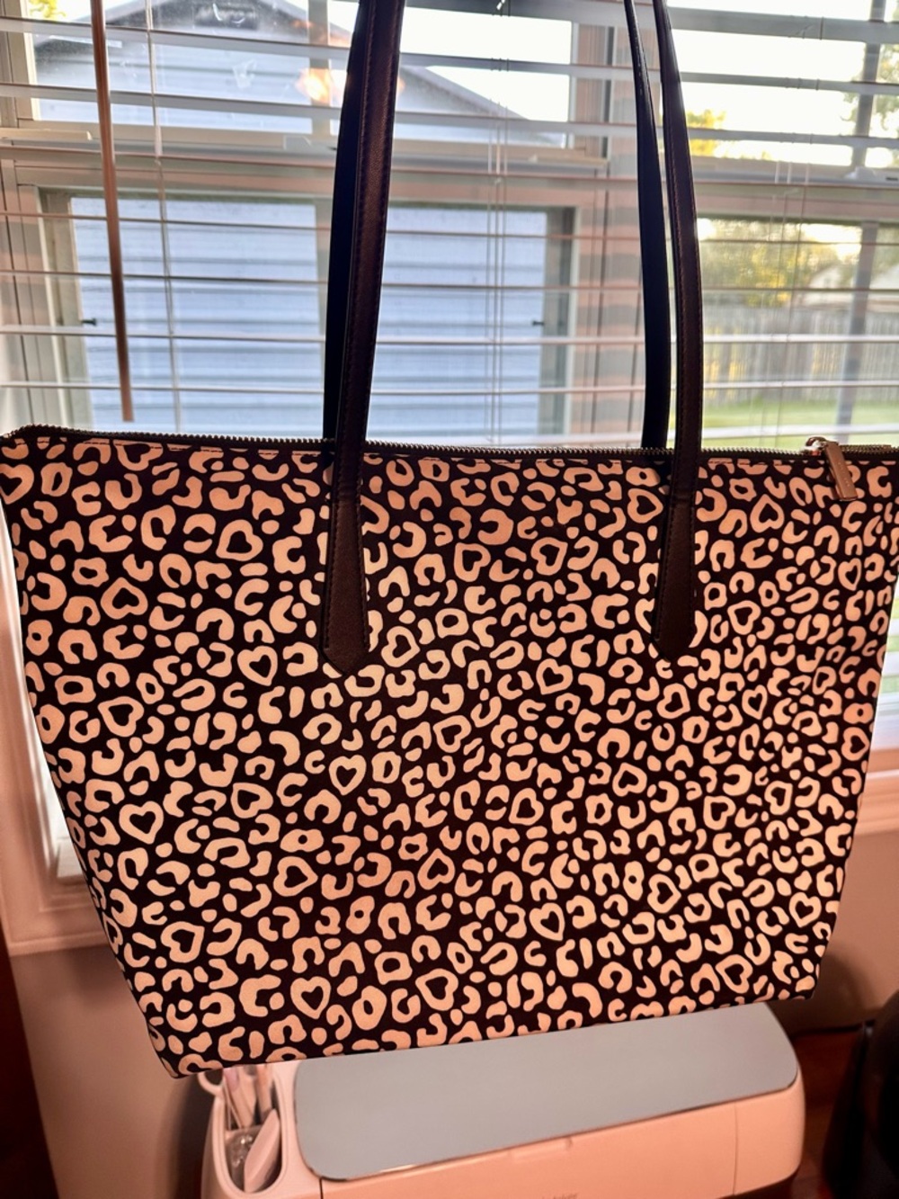 Kate Spade Black & White Nylon Leopard Print Purse - Picture 2 of 6